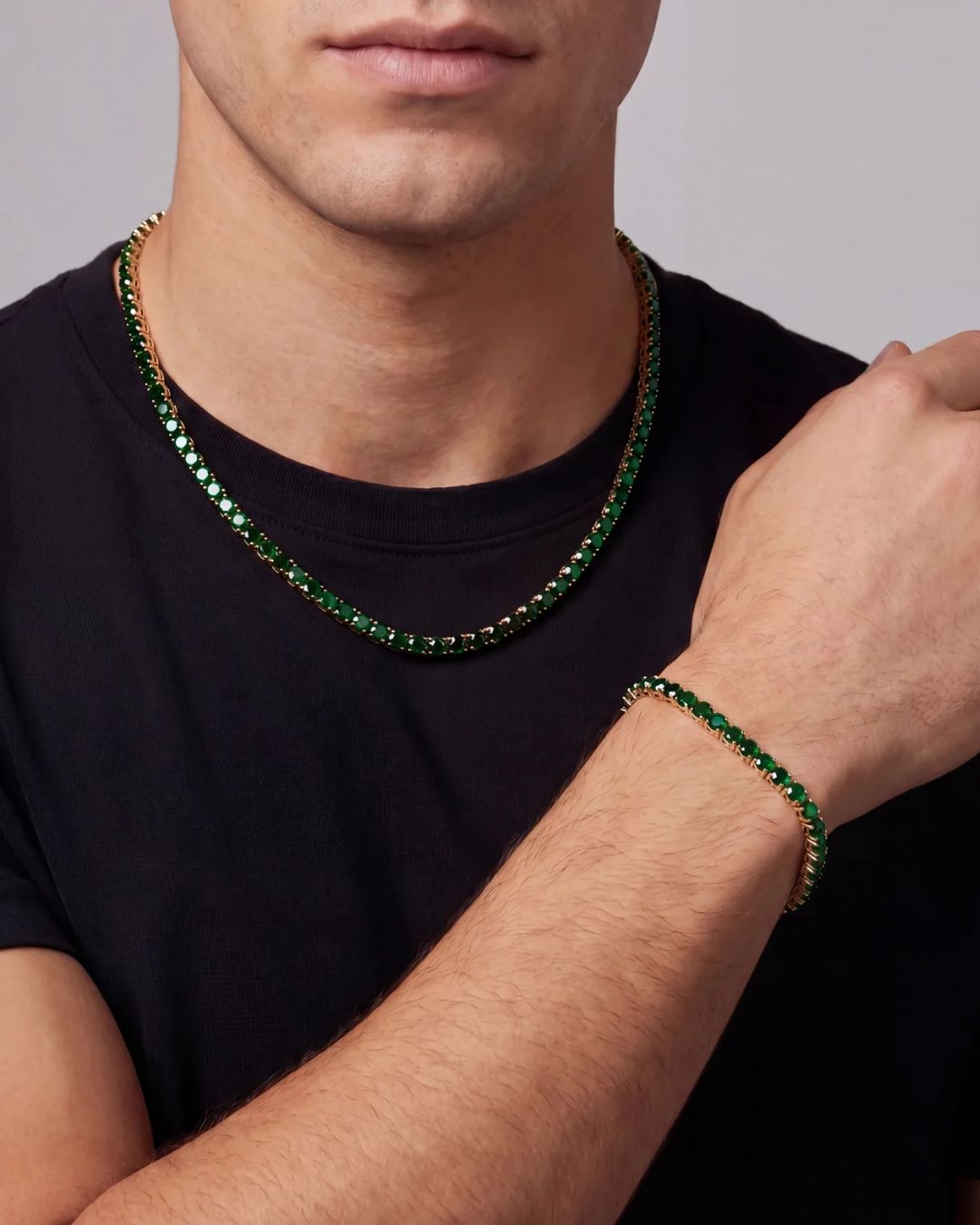 Tennis Necklace | Emerald Green 14K Gold 4