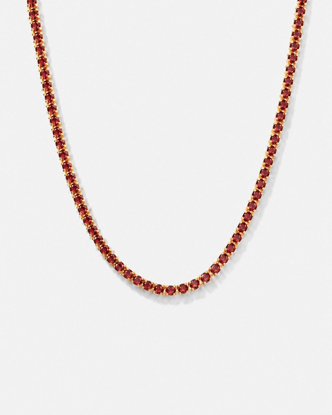 Tennis Necklace | Ruby Red 14K Gold 1