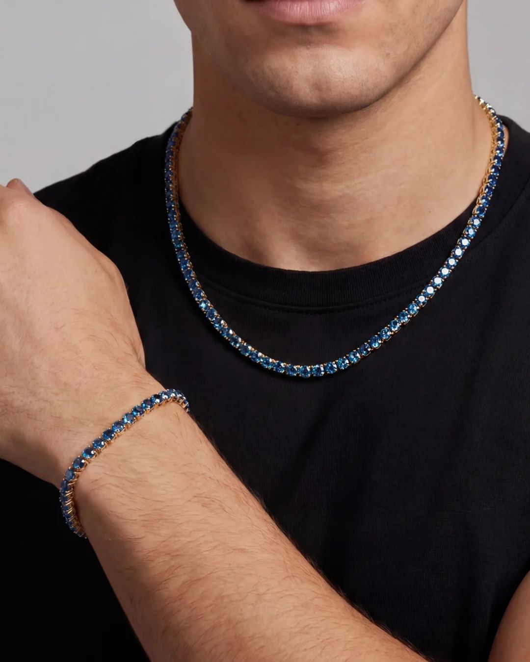 Tennis Necklace | Sapphire Blue 14K Gold 4