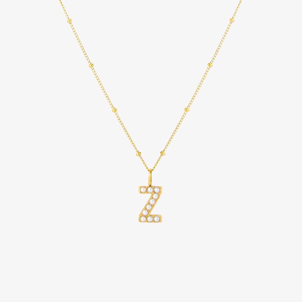 Pearl Initial Necklace 34