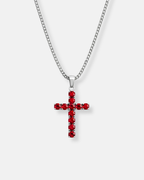 Zirconia Cross Necklace | Crimson red 1