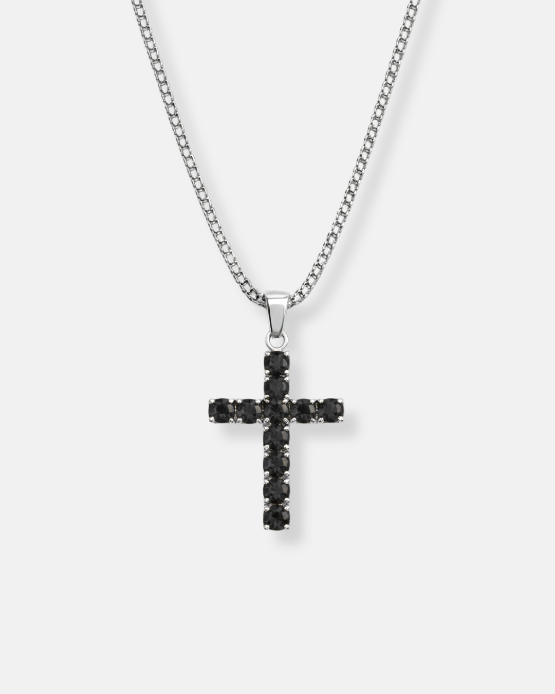 Zirconia Cross Necklace | Onyx Black 1