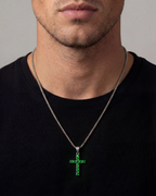Zirconia Cross Necklace | Emerald green 2