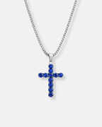 Zirconia Cross Necklace | Sapphire Blue 1