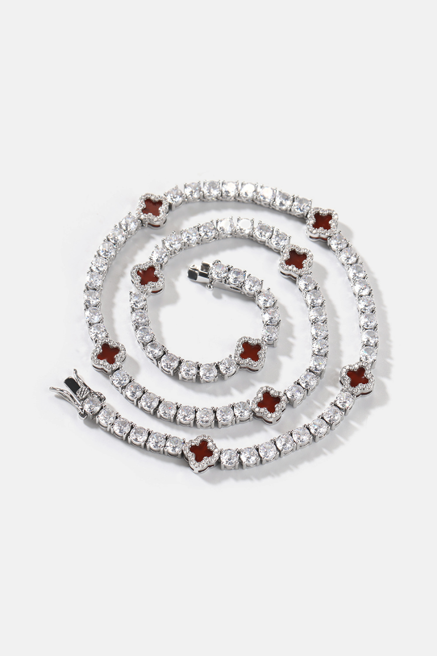 Clover Necklace | Burgundy Silver 4