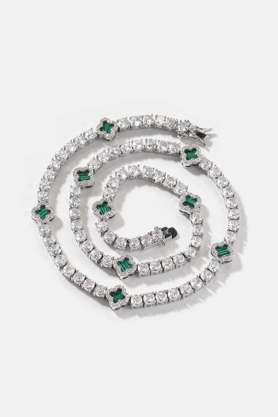 Clover Necklace | Malachite Silver 4