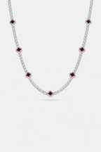 Clover Necklace | Burgundy Silver 1
