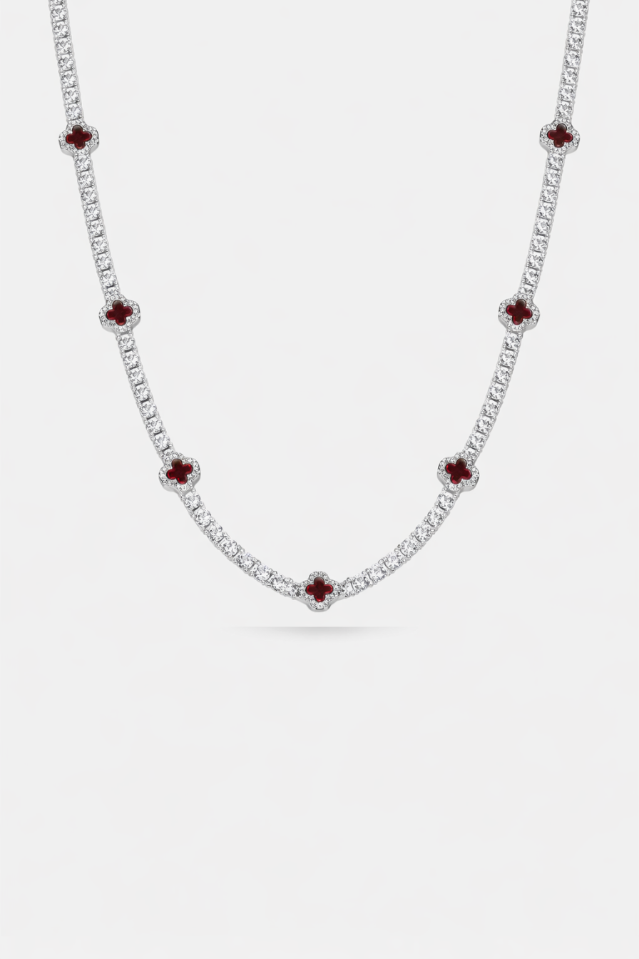 Clover Necklace | Burgundy Silver 1
