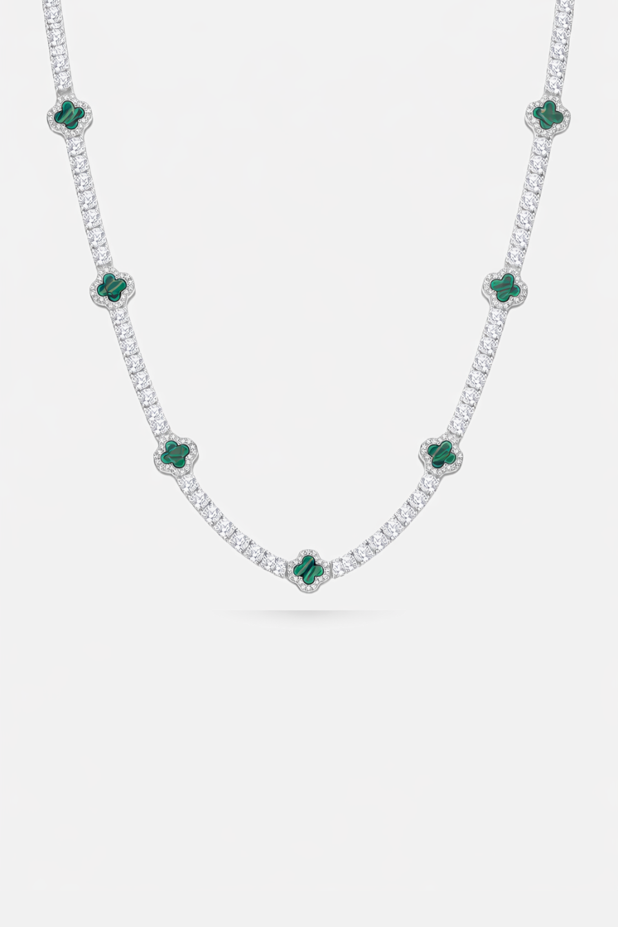 Clover Necklace | Malachite Silver 1