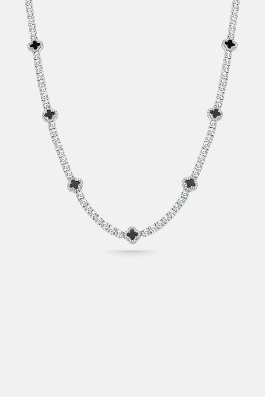 Clover Necklace | Onyx Black Silver 1