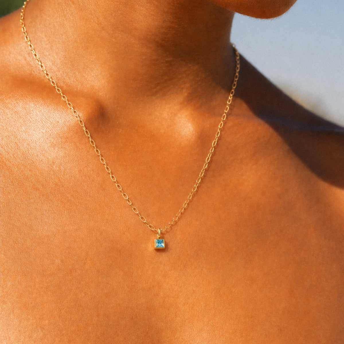 Paperclip Birthstone Necklace 13