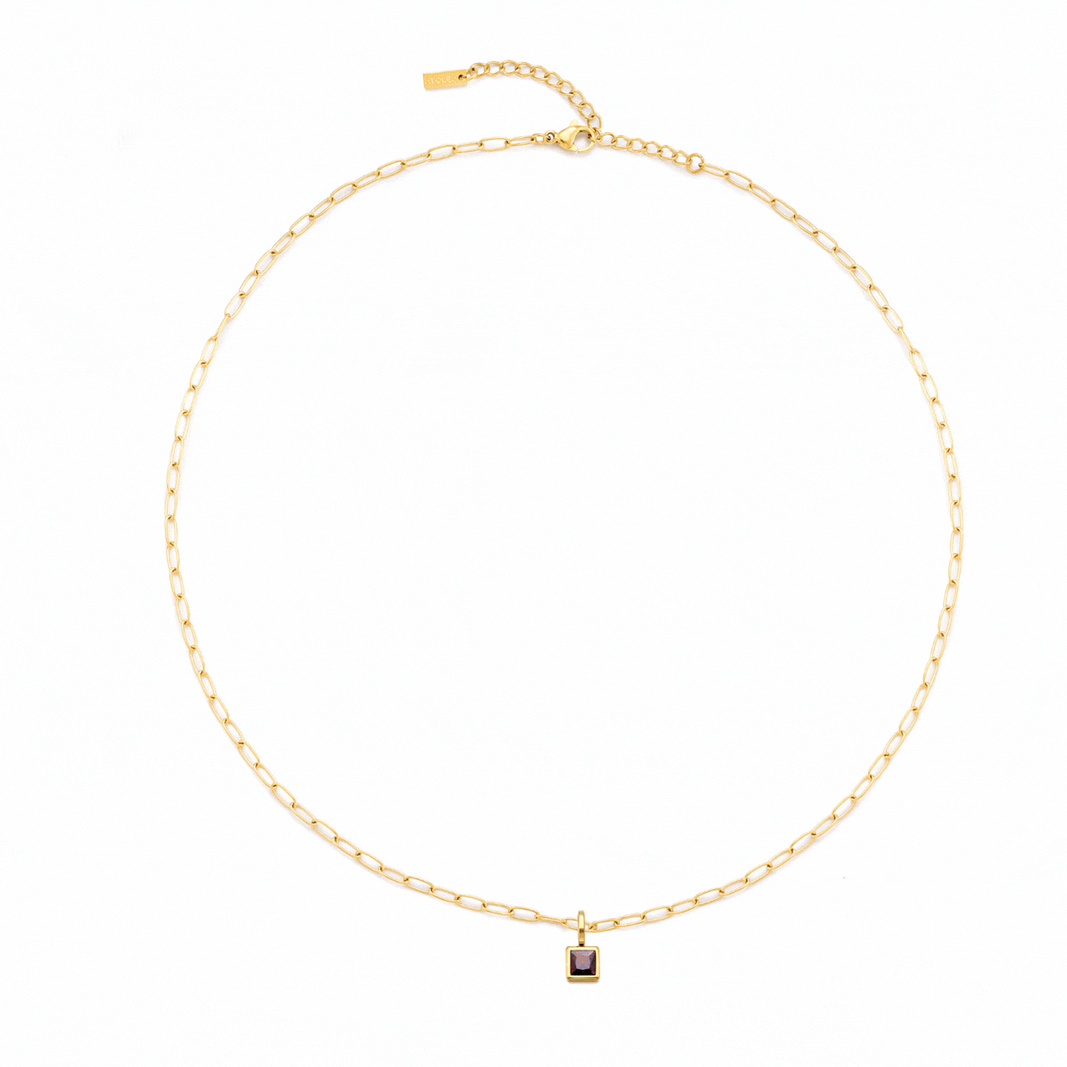 Paperclip Birthstone Necklace 14