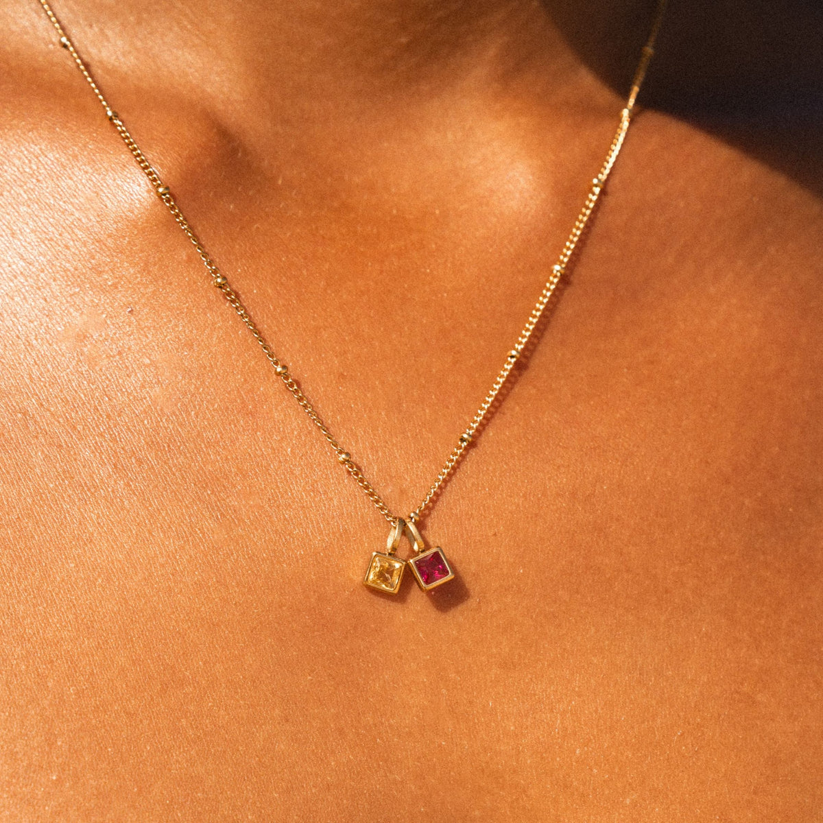 Initial & Birthstone Charm Necklace 5