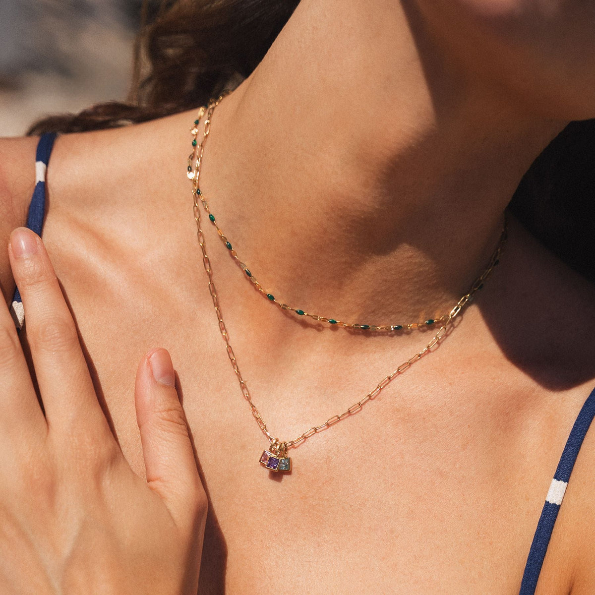 Paperclip Birthstone Necklace 3
