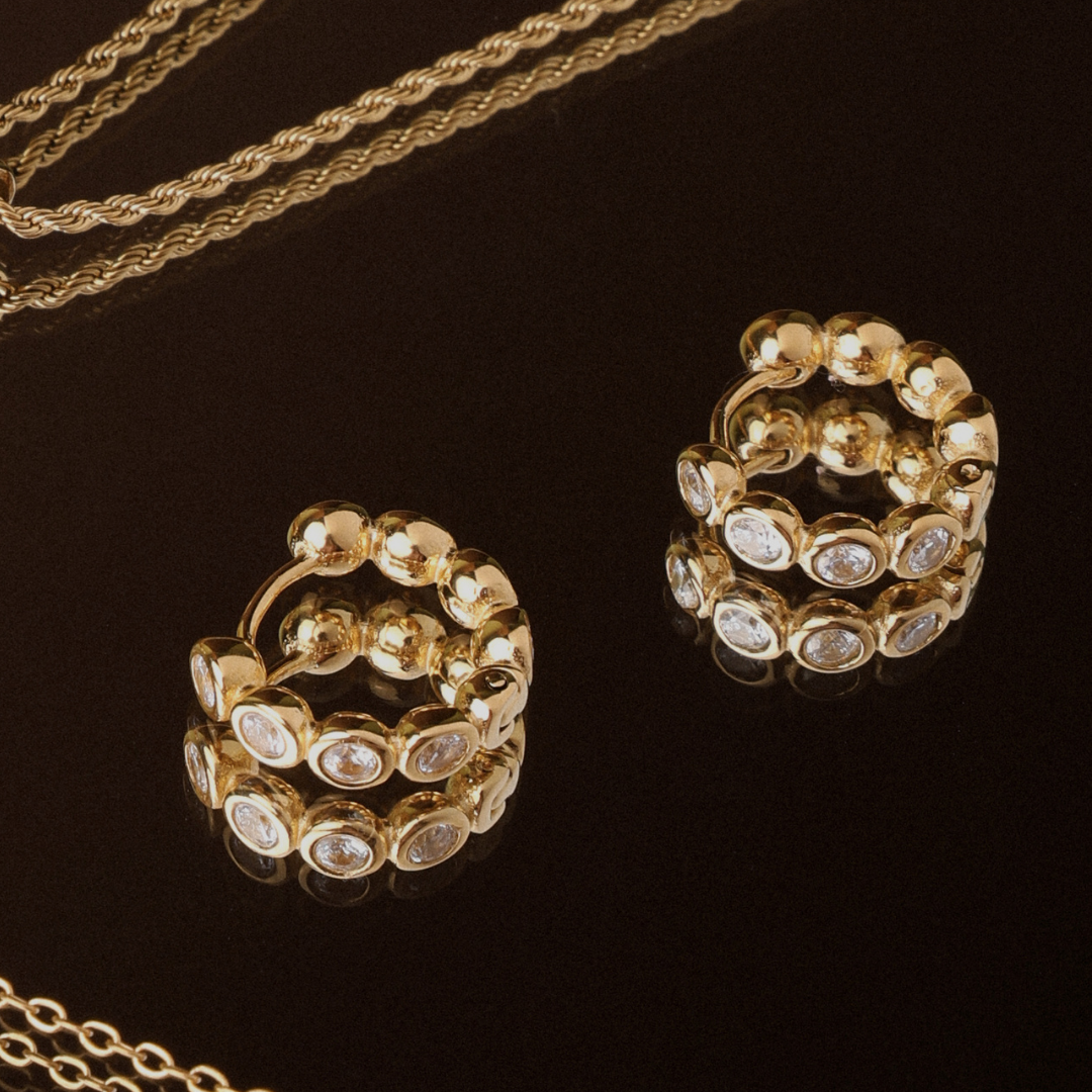 Beaded Diamond Hoops 4