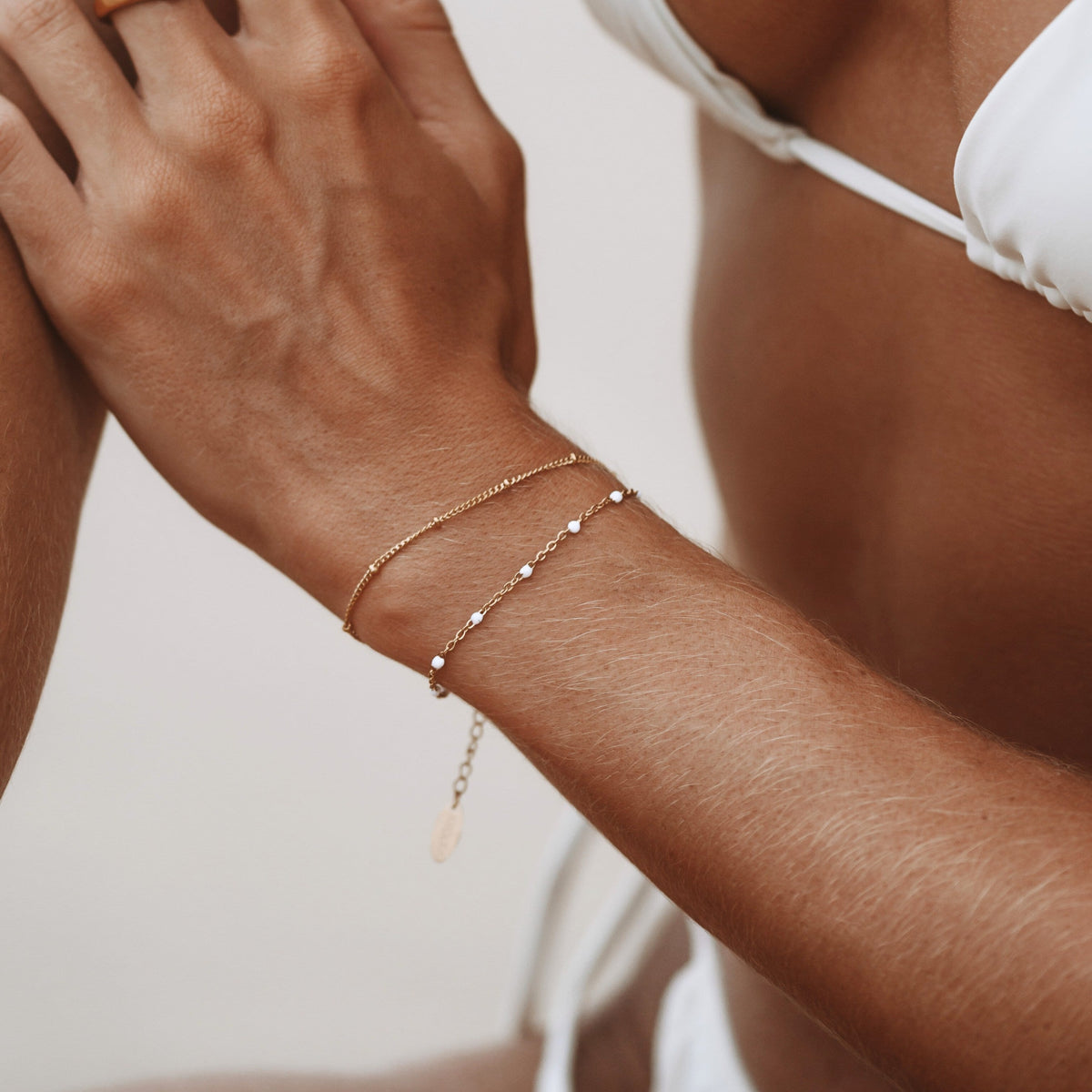 Double White Beaded Bracelet 4