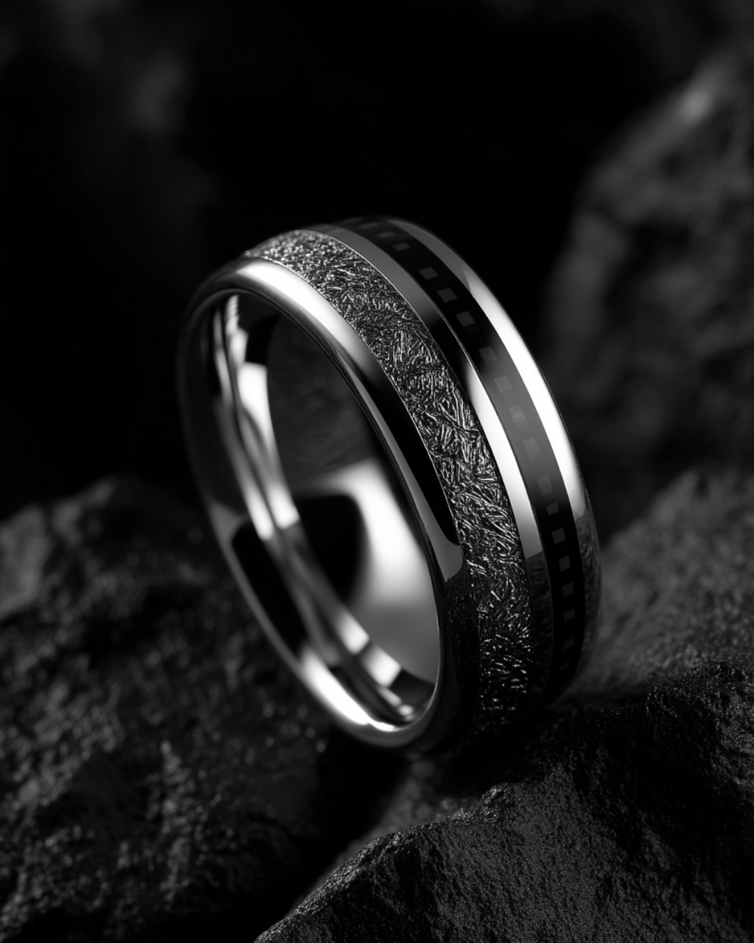 Duo Marée Carbon Ring | Black Carbon Inlay 6