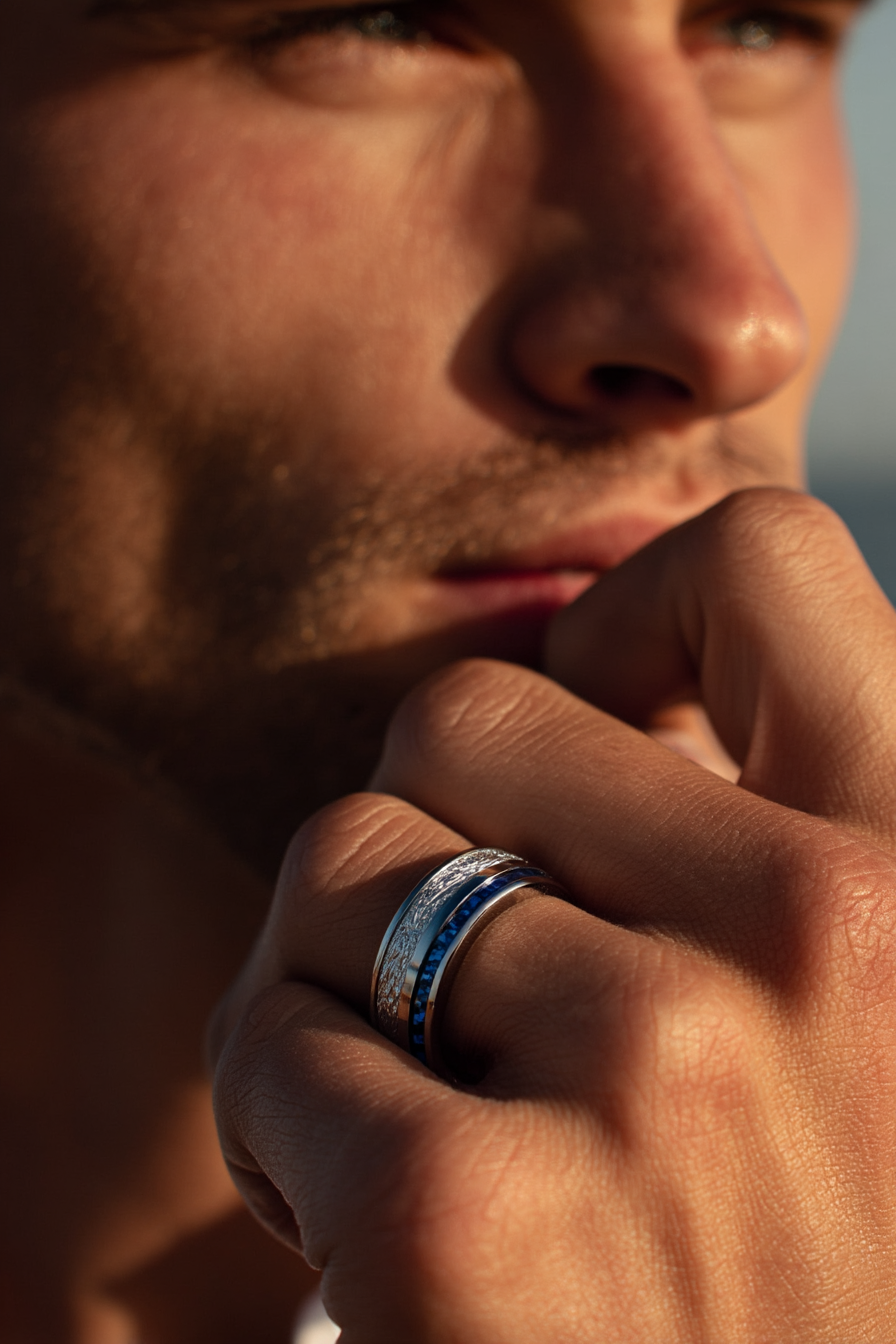 Duo Marée Ring | Blue Carbon 7