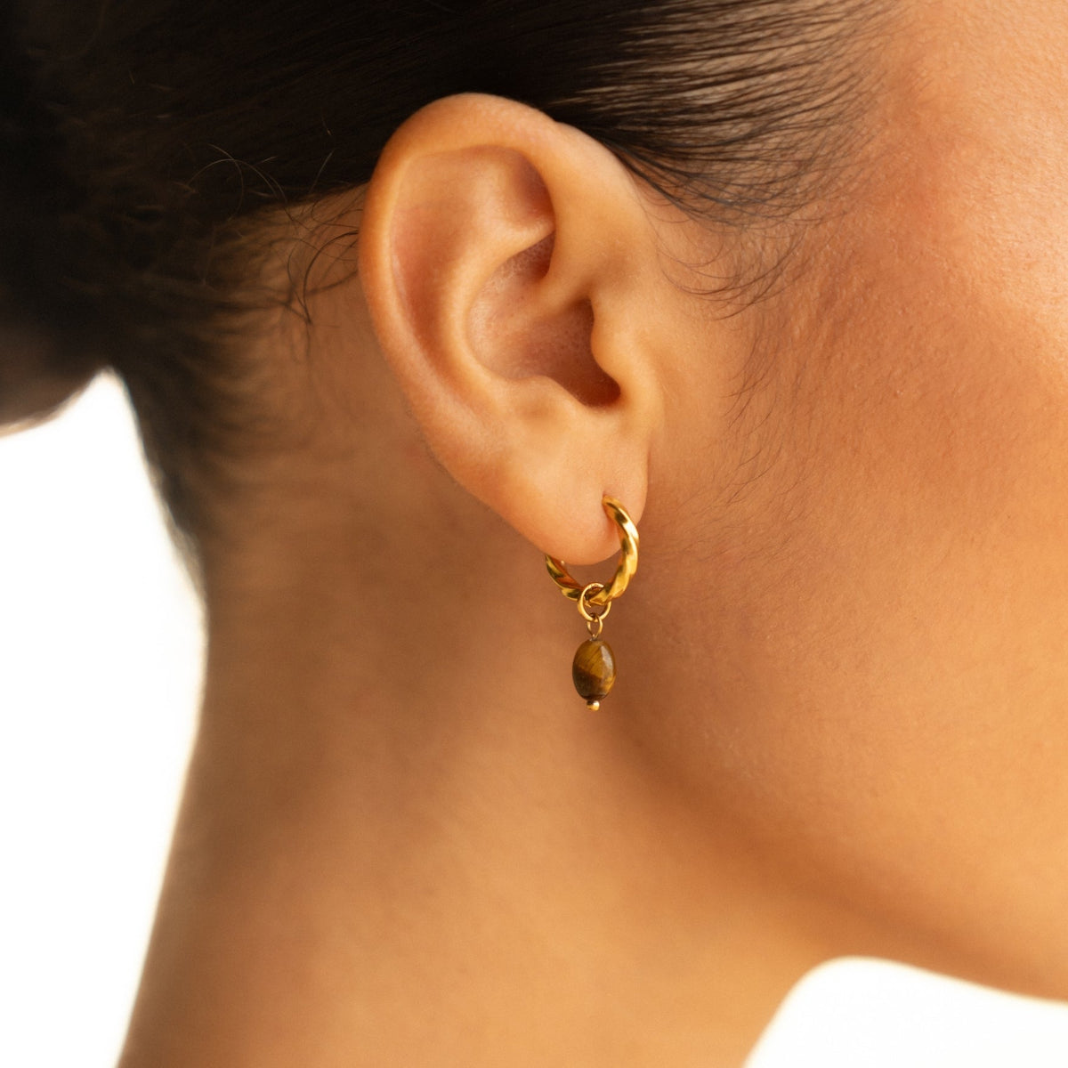 Tiger Eye Hoops Earrings 3