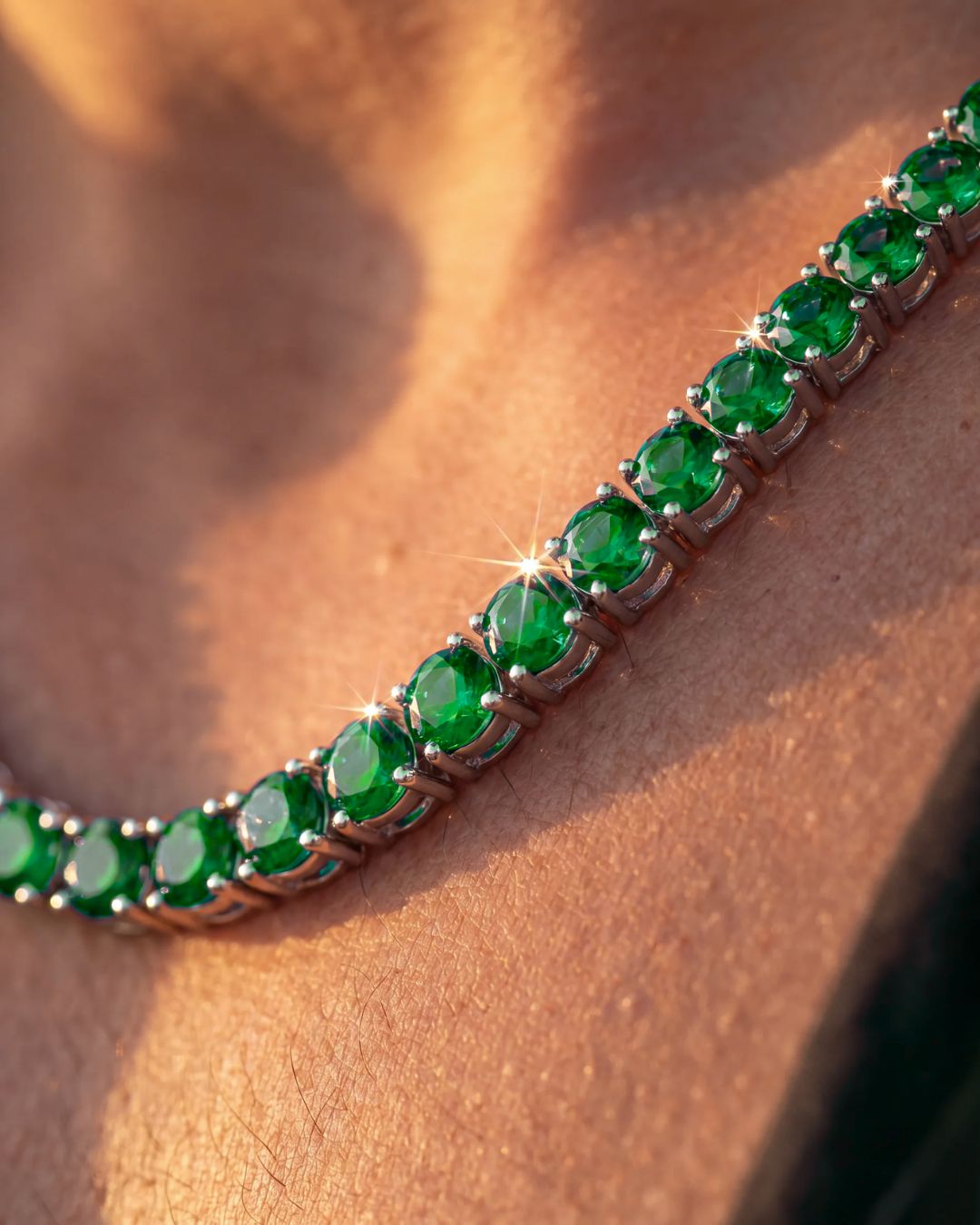 Tennis Necklace | Emerald Green Silver 3