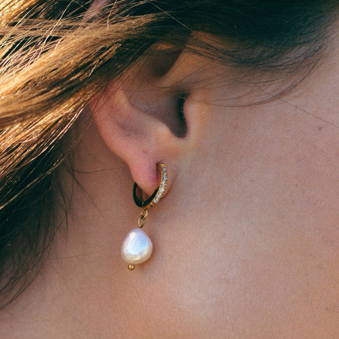 Freshwater Pearl Hoop Earrings 9