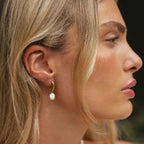 Hammered Pearl Hoop Earrings 12