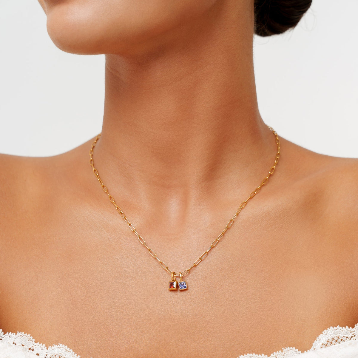 Paperclip Birthstone Necklace 8