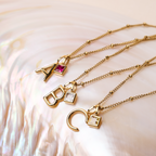 Initial & Birthstone Charm Necklace 8