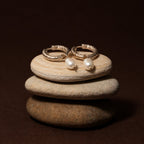 Hammered Pearl Hoop Earrings 8