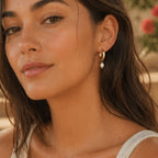 Hammered Pearl Hoop Earrings 7