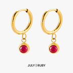 Birthstone Charm Hoops 16