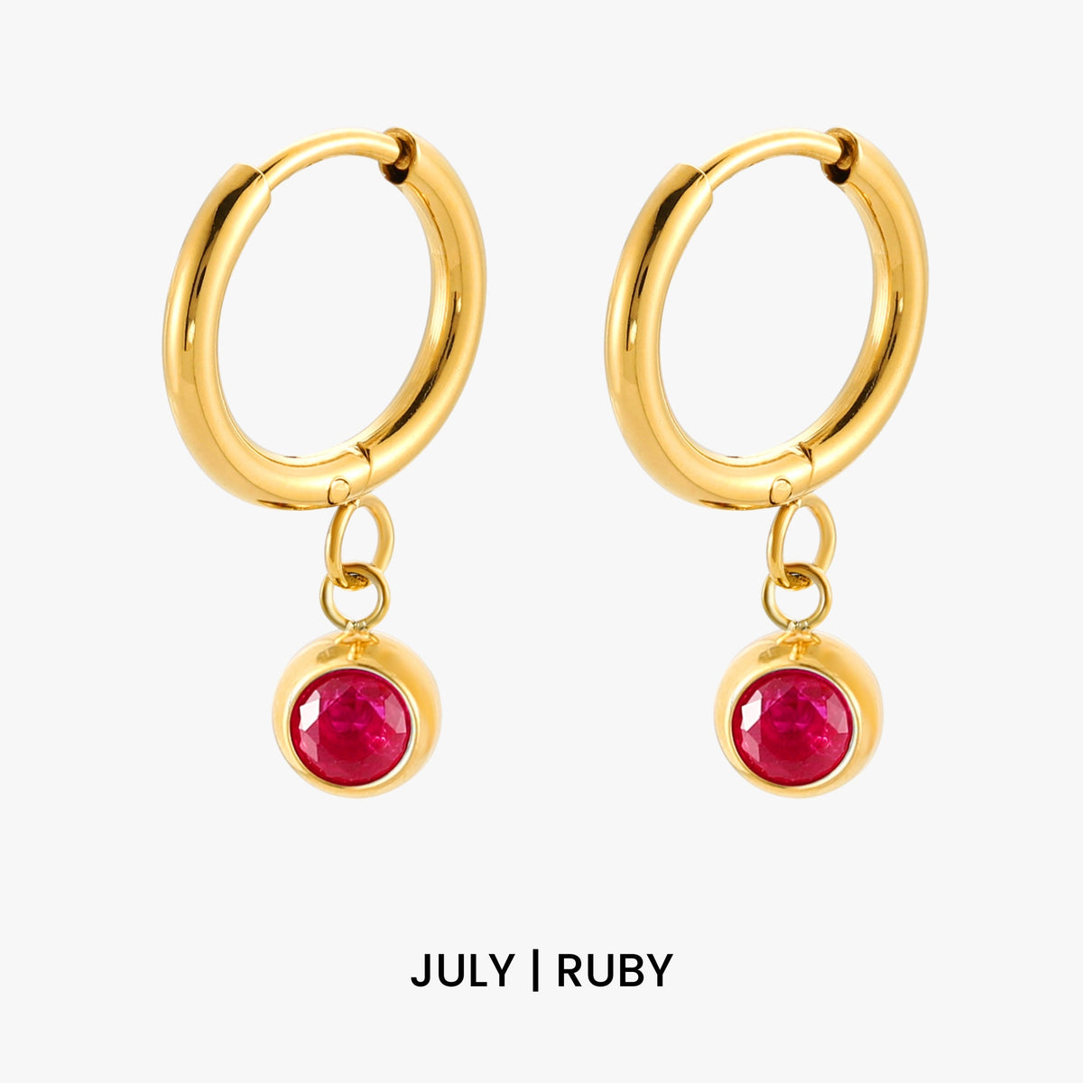 Birthstone Charm Hoops 16