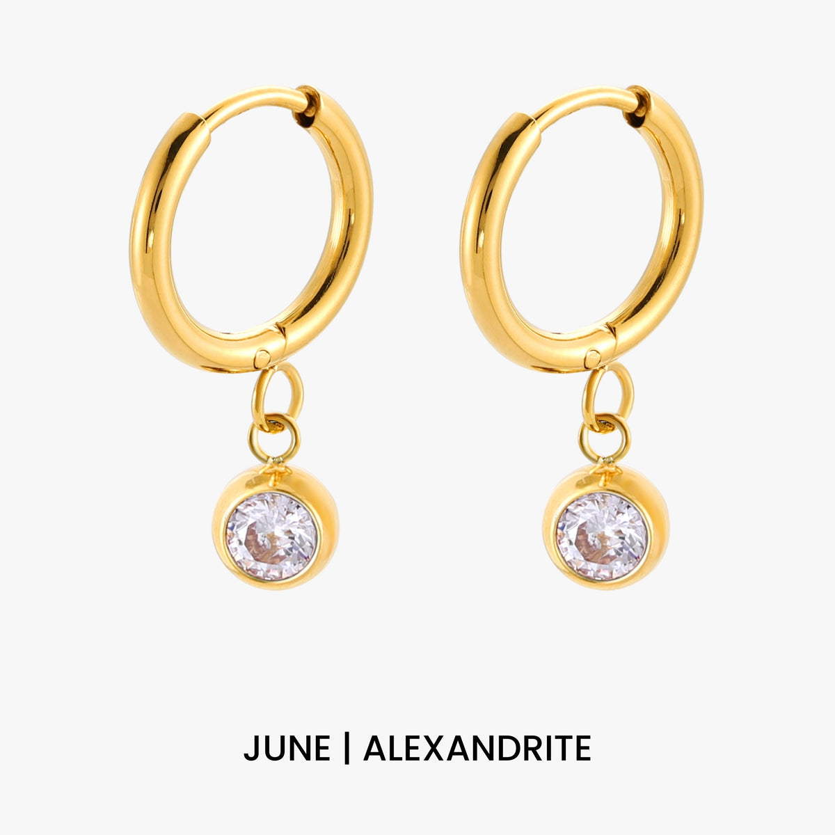 Birthstone Charm Hoops 15