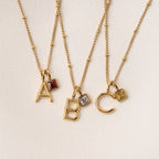 Initial & Birthstone Charm Necklace 14