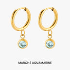Birthstone Charm Hoops 12