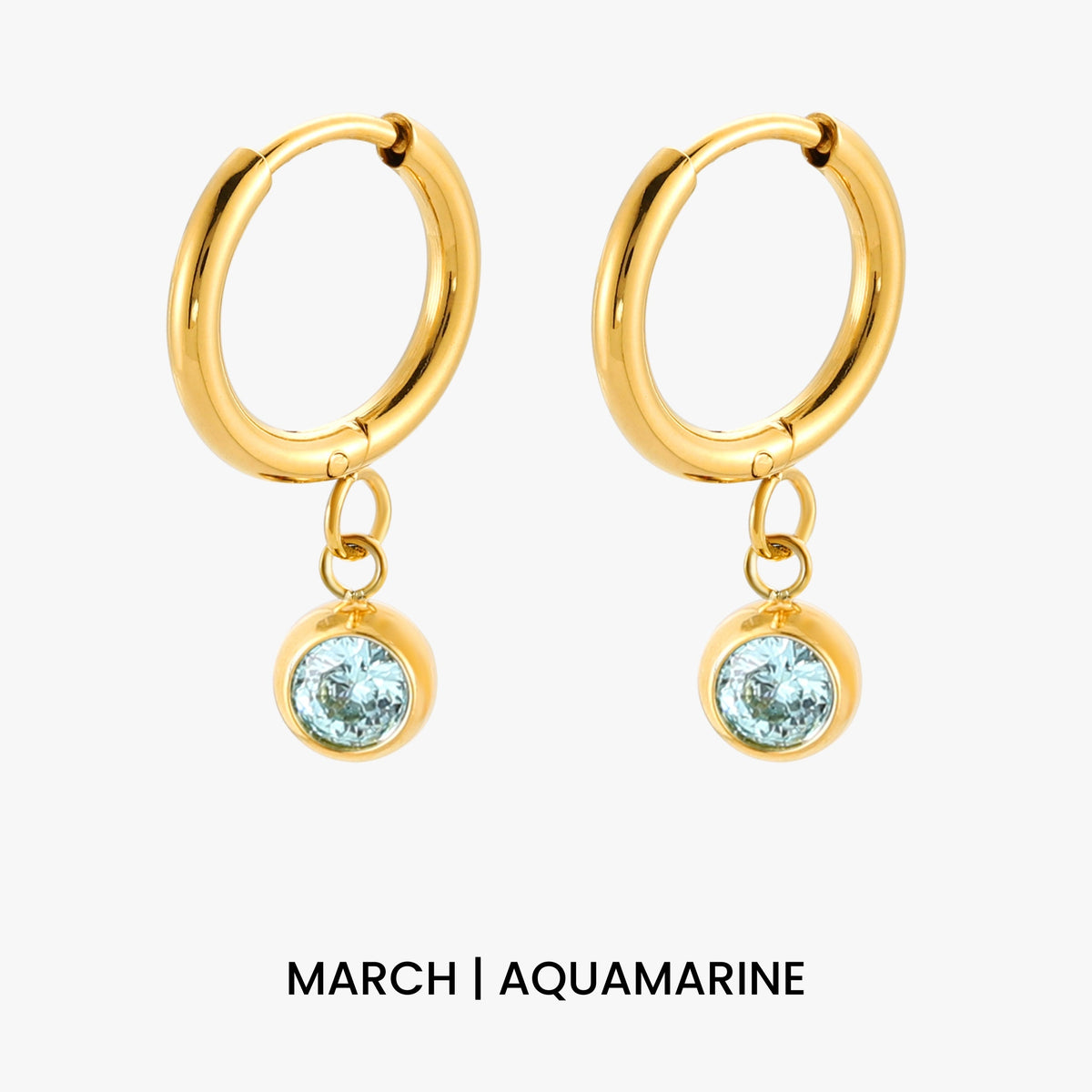 Birthstone Charm Hoops 12