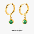 Birthstone Charm Hoops 14