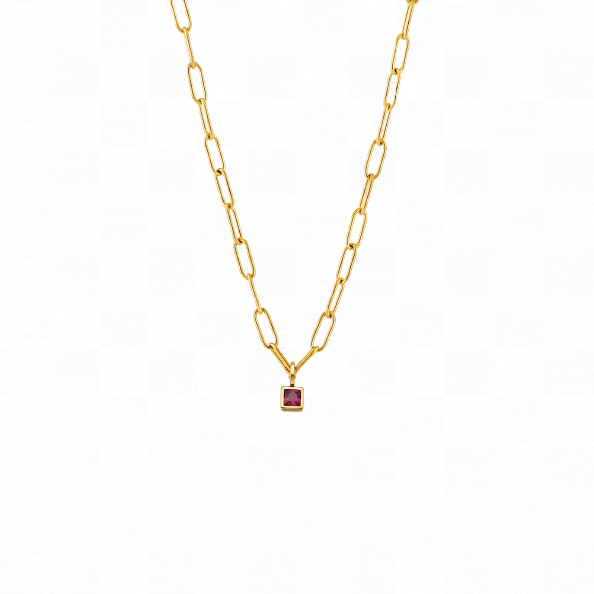 Paperclip Birthstone Necklace 2