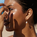 Hammered Pearl Hoop Earrings 11