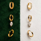 Hammered Pearl Hoop Earrings 6