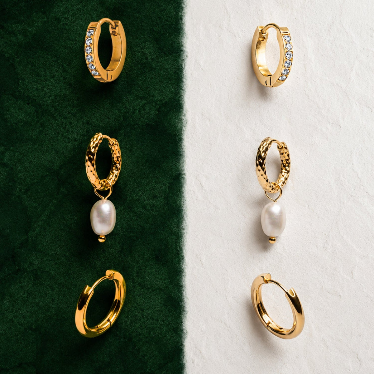Hammered Pearl Hoop Earrings 6