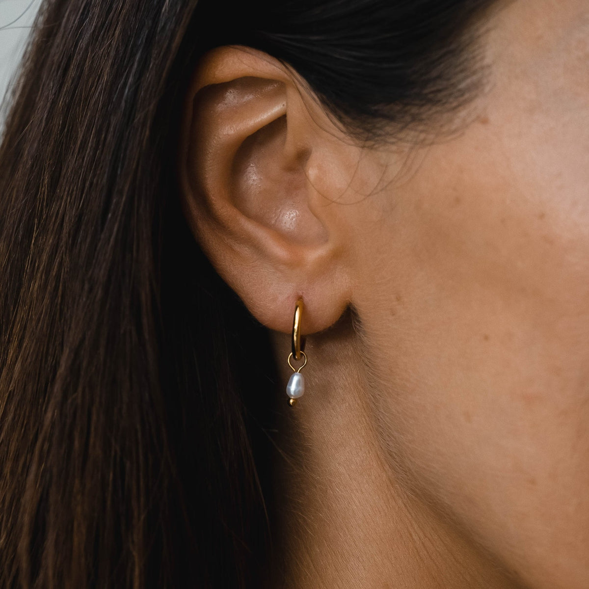 Pearl Huggie Hoops 2