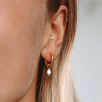 Pearl Huggie Hoops 1