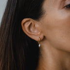 Pearl Huggie Hoops 7