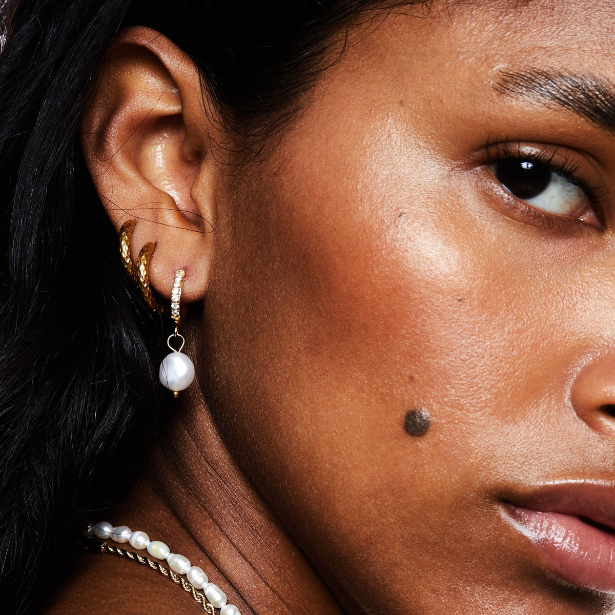 Freshwater Pearl Hoop Earrings 8