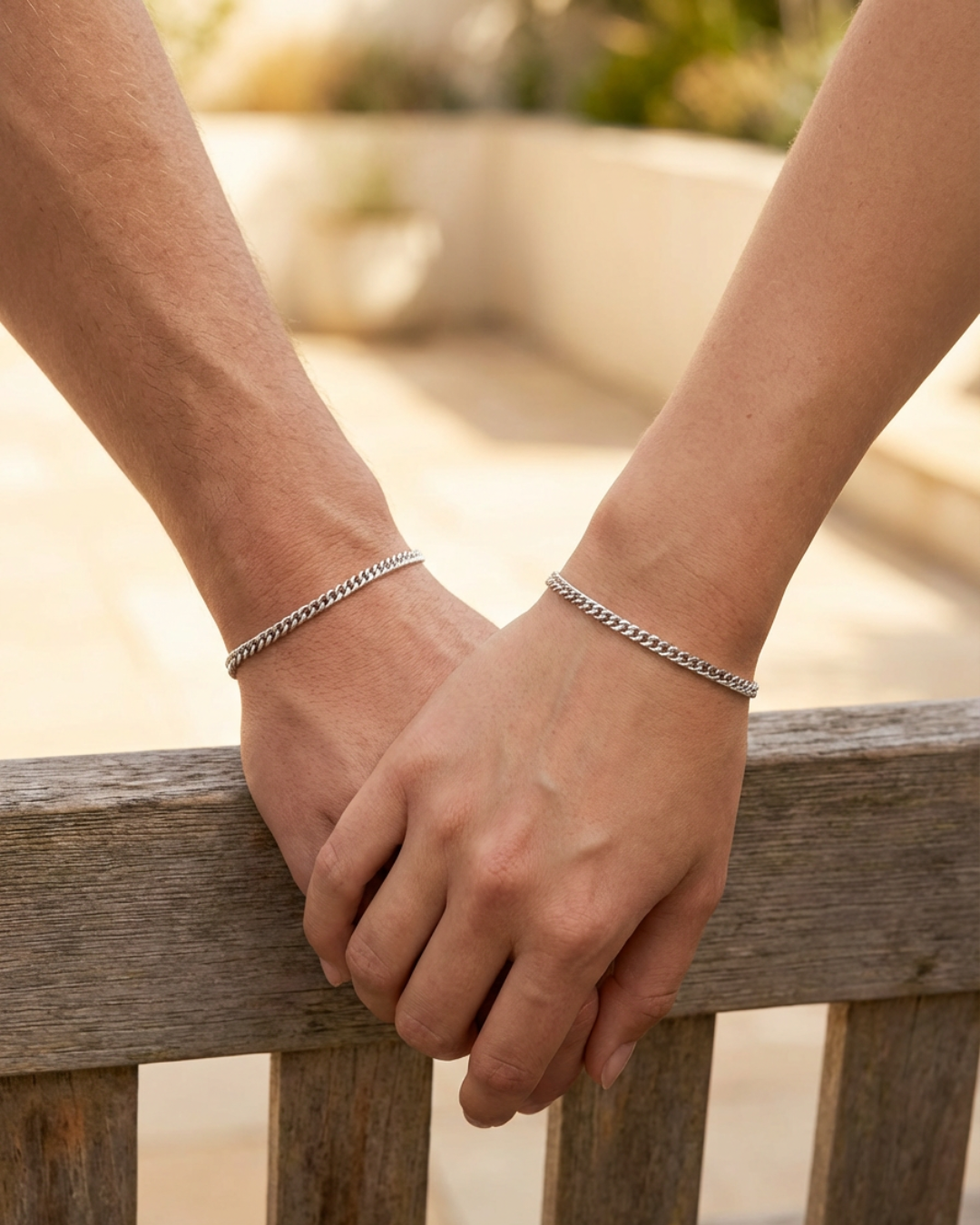 Permanent Bracelet Set Silver | Couple Set 3