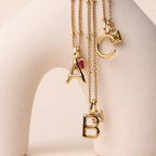 Initial & Birthstone Charm Necklace 19