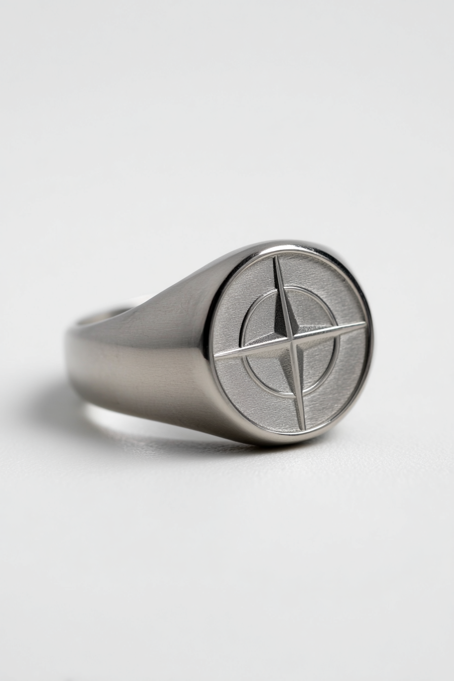Pureform Compass Ring | Titanium Steel 3