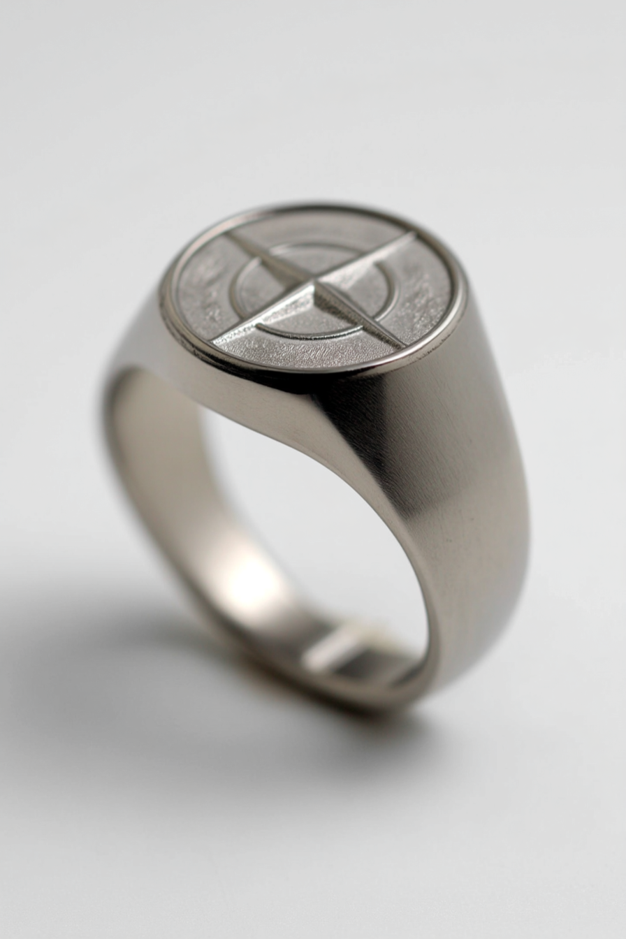 Pureform Compass Ring | Titanium Steel 5