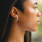 Beaded Diamond Hoops 7
